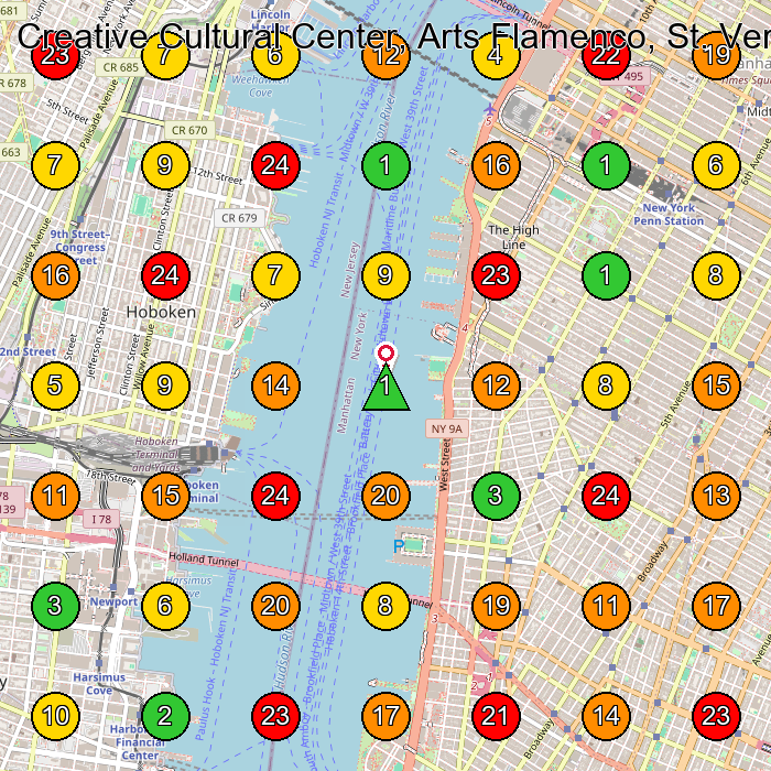 Creative Cultural Center, Arts Flamenco, St. Veronica Dance School GeoGrid ranking map for New York NY